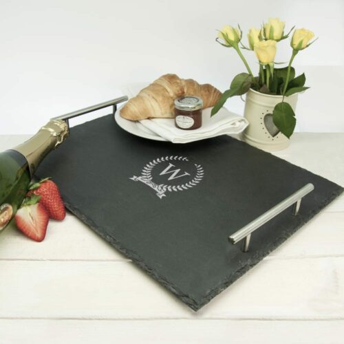 Wreath Monogram Slate Serving Tray | The Giftie Company