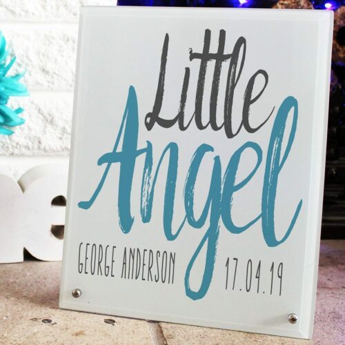 Little Angel Blue 8x10 Glass Sign