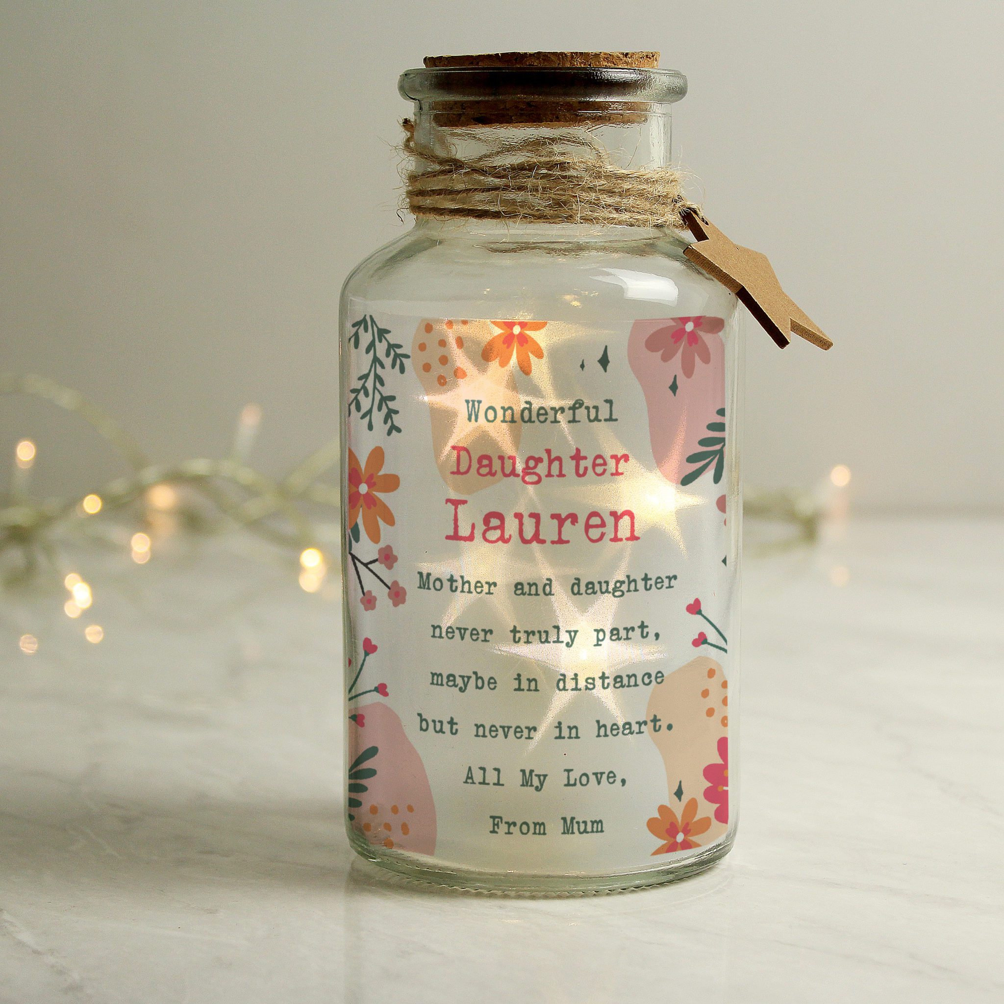 Floral LED Glass Jar Ornament