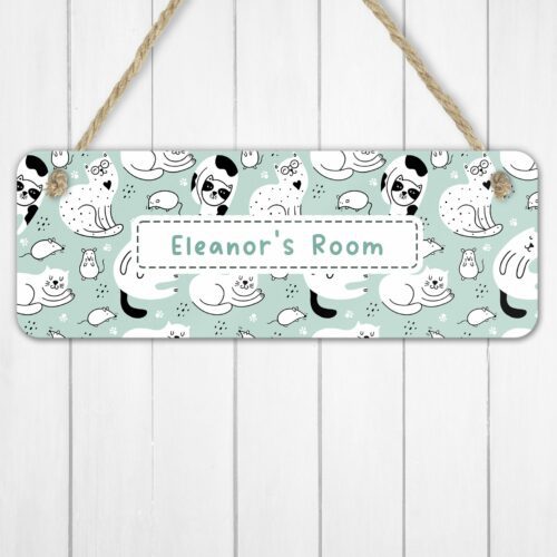 Kitty Cat Hanging Wooden Sign