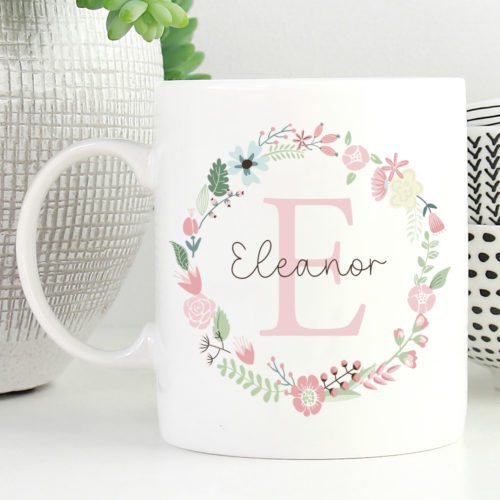 Pink Floral Wreath Ceramic Mug