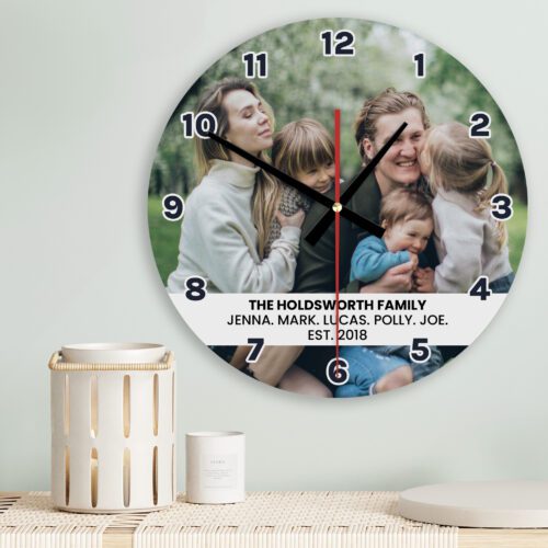 Photo & White Banner Wall Clock