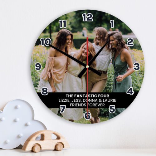 Photo & Black Banner Wall Clock