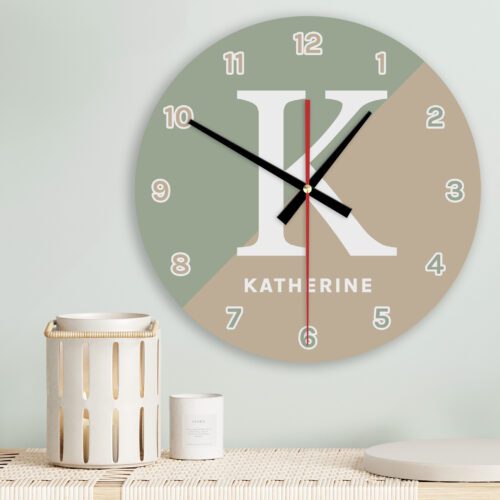 Split Colour Natural Wall Clock