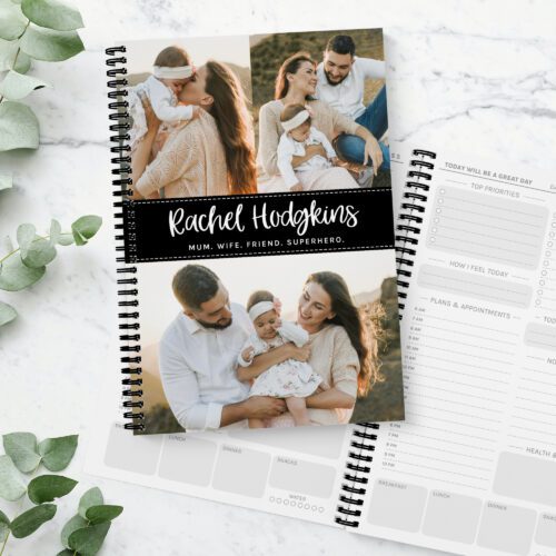 Three Photo Black Strip Daily Planner