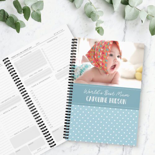 Polka Colour Blue Photo Daily Planner