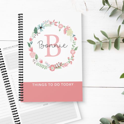 Pink Floral Wreath To Do List Book