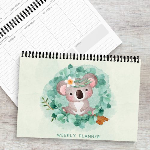 Koala Blush A4 Weekly Desk Planner