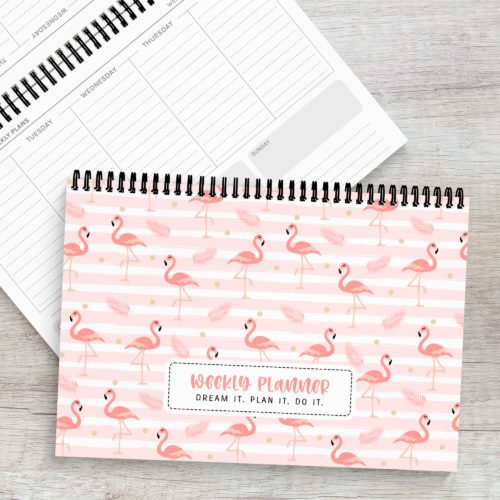 Dainty Flamingo A4 Weekly Desk Planner