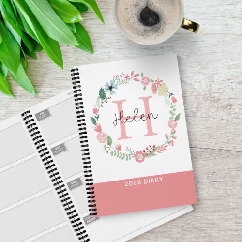 Pink Floral Wreath 2026 Diary